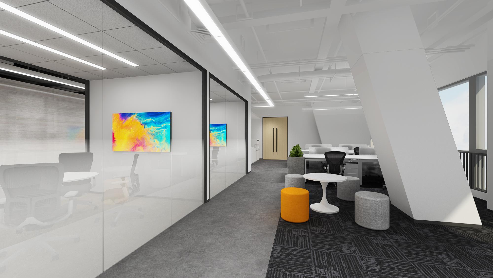 新华大厦2100平简约风办公室装修(图4)