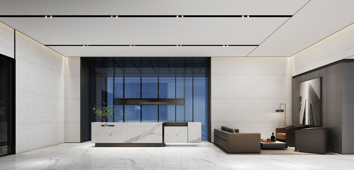 安徽永昌新材料3400平极简风办公楼装修(图1)